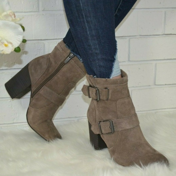 Vince Camuto Shoes - Vince Camuto Simlee Suede Taupe Ankle Booties
